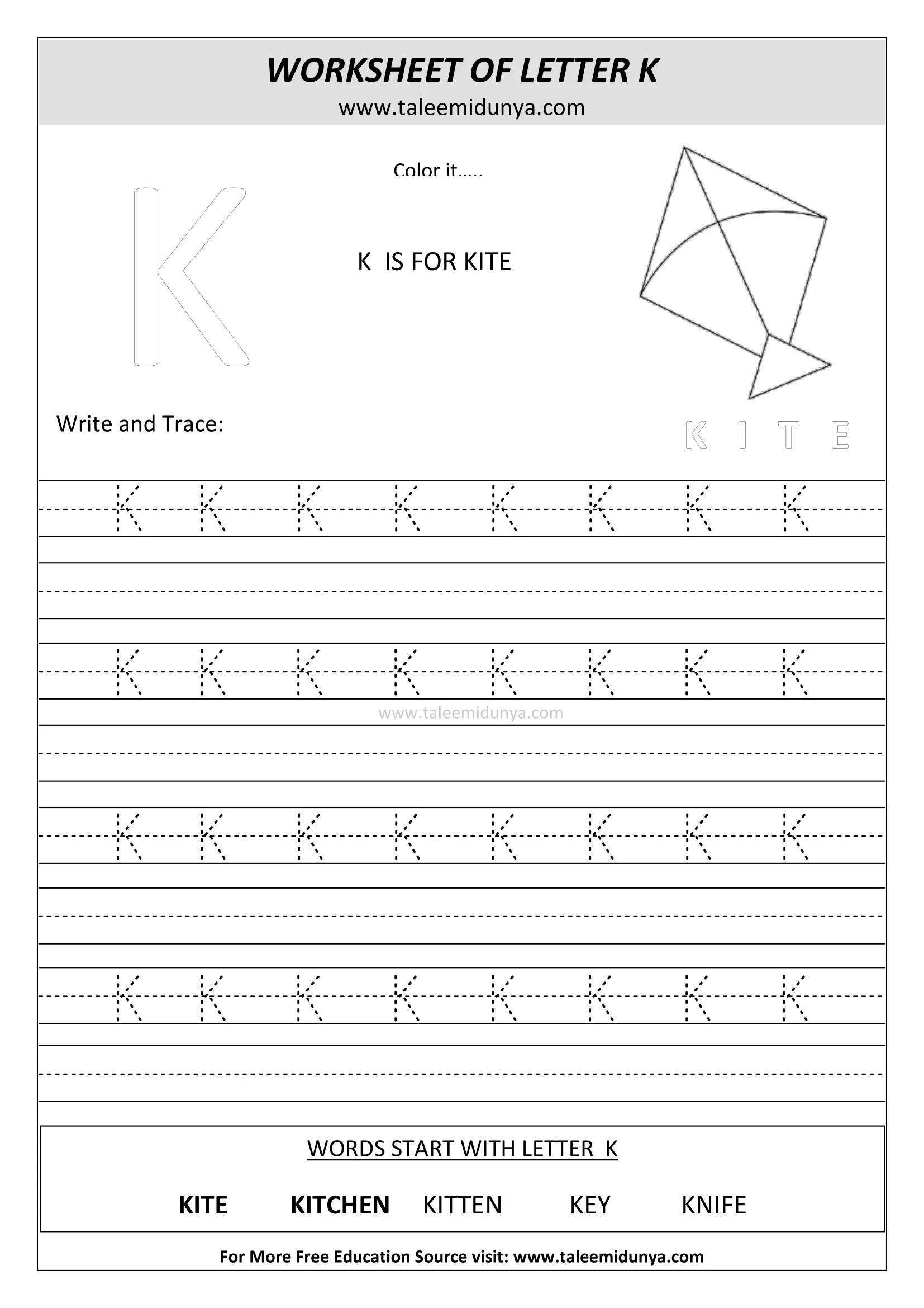 worksheet K